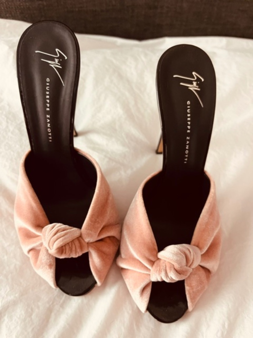 Gisuippe Zannotti Velvet Pink and Patent Mule